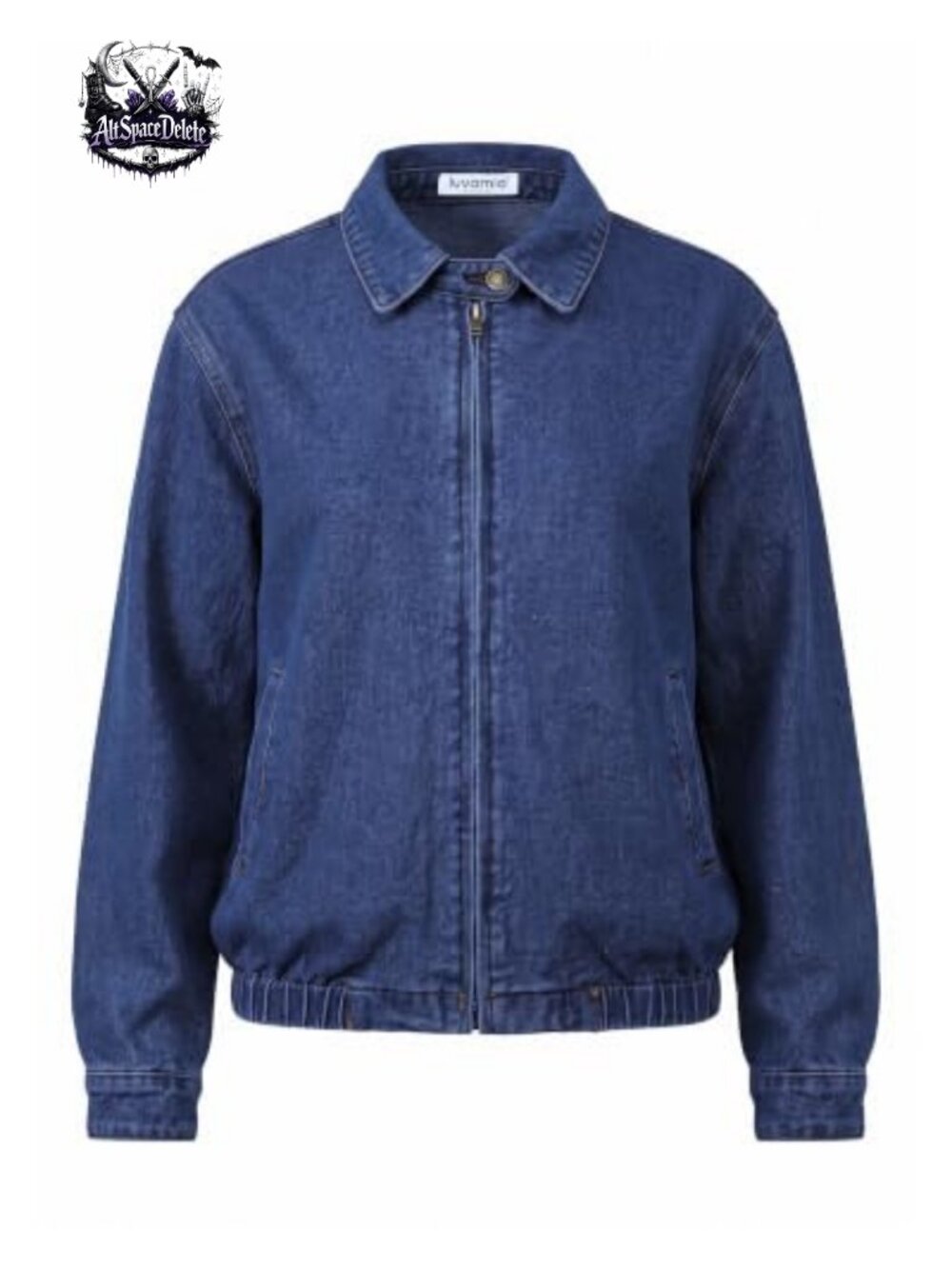 Oversized Zip Up Bomber Denim Jacket Cropped Jean Jacket